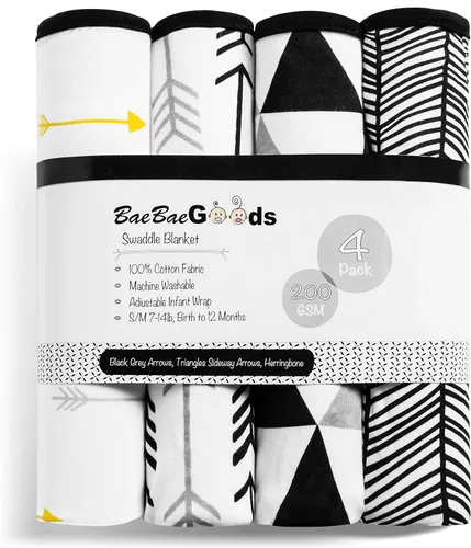 Vista 8 de BaeBae Goods Manta para envolver al bebé, juego de 4 envolturas ajustables para bebés, mantas para envolver pañales para niños y niñas, hechas