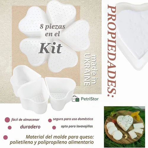 Vista 8 de PetriStor Molde de queso suave para queso de 8 piezas, 1/3 cuartos de galón, molde de queso suave para hacer queso, suministros caseros para hacer