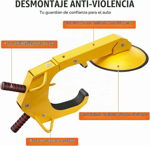 Vista 5 de VEVOR Abrazadera de bloqueo de rueda, 1 paquete de bloqueo de rueda de remolque, bloqueo de neumático antirrobo de alta resistencia, cepo
