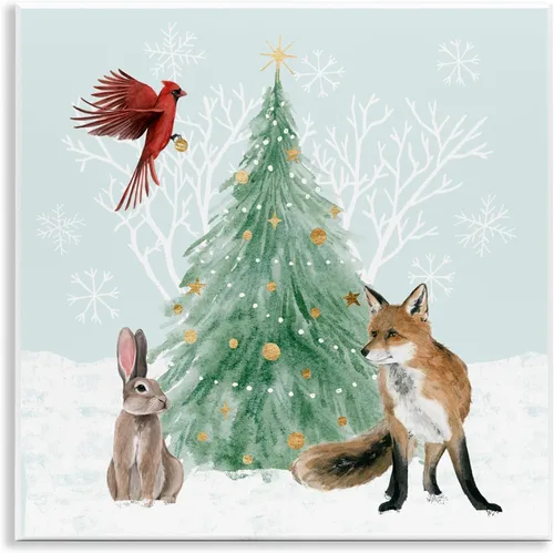 Vista 10 de Stupell Industries Árbol de Navidad decorado con copos de nieve, diseño de Grace Popp Placa de pared