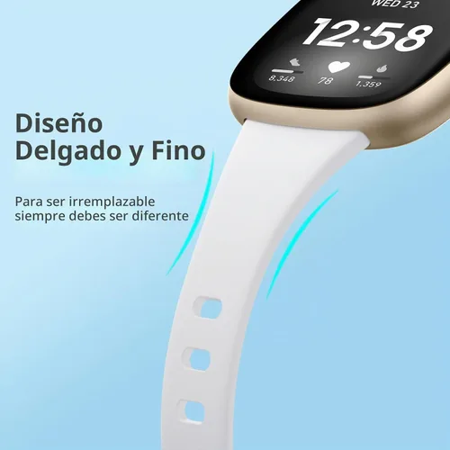 Vista 3 de Getino Compatible con Fitbit Versa 3/Versa 4 Bandas/Sense/Sense 2 Bandas para Mujer y Hombre, Accesorios de Banda Deportiva Fina y Duradera, Pequeña