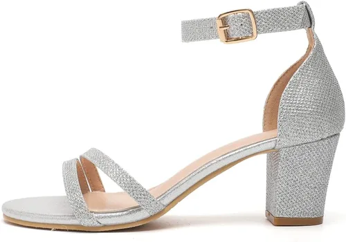 Vista 6 de kkdom Sandalias de tacón grueso con puntera abierta para mujer, sandalias sexis cómodas y elegantes para verano, para fiestas, citas, trabajo diario
