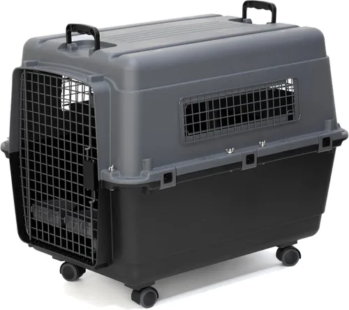 Vista 2 de [Usado] SportPet - Perrera de viaje grande de 31.5 pulgadas, compatible con aerolíneas, transportadora de mascotas de plástico duradero con ruedas