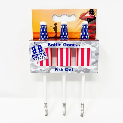Vista 9 de Paquete de 3 bobbers de pesca con la bandera estadounidense, regalo perfecto para el Día de los Veteranos y el 4 de julio - Bobbers patrióticos