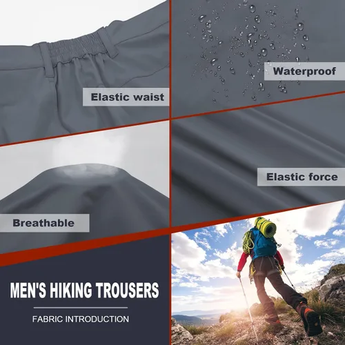 Vista 4 de MEETYOO Pantalones cargo de senderismo para hombre, impermeables, tácticos, ligeros, elásticos, para acampar