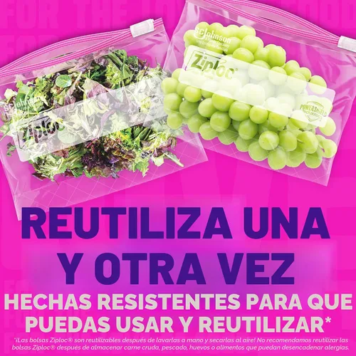 Vista 9 de Ziploc Bolsas deslizantes de almacenamiento de alimentos de cuarto de galón, duraderas, 22 unidades (el embalaje puede variar)