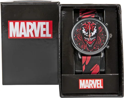 Vista 4 de Carnage Face and Symbiote Reloj con correa de piel sintética, Rojo -, Moderno