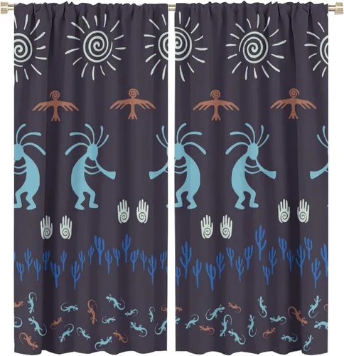 Vista 18 de Kokopelli - Cortinas opacas para cocina, decoración de sala de estar, dormitorio, 21 x 45 pulgadas, 2 paneles