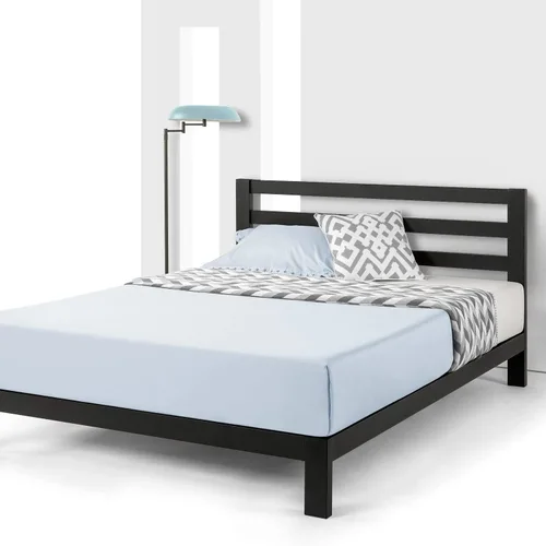 Vista 7 de Mellow Cama de plataforma de metal resistente de 14 pulgadas con cabecero, soporte de listones de madera, base de colchón (no necesita somier)