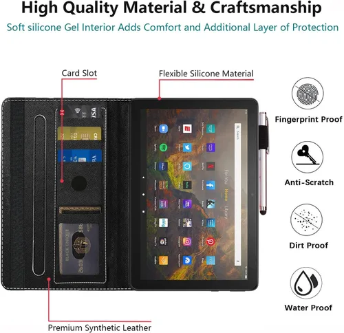 Vista 6 de Funda para tableta Amazon Fire HD 8 y Fire HD 8 Plus (10ª generación 2020 y 12ª generación 2022), funda plegable delgada con función de encendido