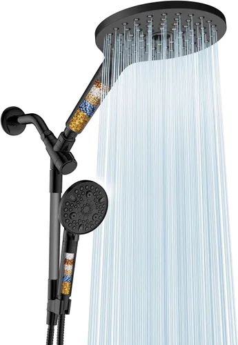 Vista 16 de MakeFit Combo de cabezal de ducha de lluvia con doble filtro, cabezal de ducha de mano de alta presión con barra ajustable, cabezal de ducha