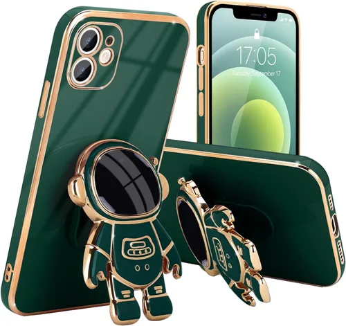 Vista 20 de Pepmune Funda compatible con iPhone 12 Bonita Diseño de Soporte de Astronauta en 3D Protección de Cámara A Prueba de Golpes Cubierta Trasera Suave