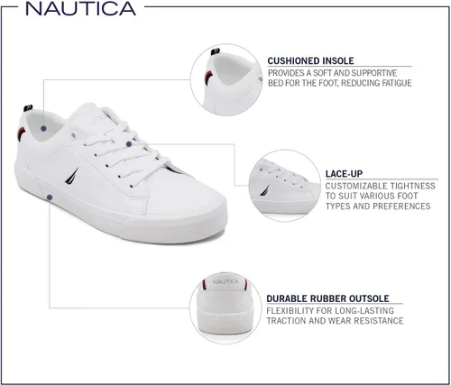 Vista 2 de Nautica Zapatos casuales para hombre, mocasines clásicos con cordones, tenis de moda, en tamaños medianos y anchos