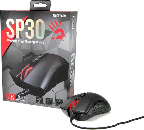 Vista 9 de Bloody SP30 - Mouse ergonómico para juegos con interruptor óptico, interruptor de mouse más rápido en juegos, sensor de grado entusiasta, 8 botones