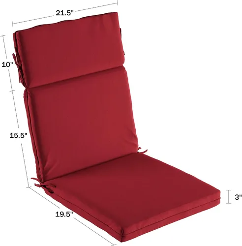 Vista 4 de Lavish Home Cojines para silla de respaldo alto, 45 pulgadas de largo x 21.5 pulgadas de ancho x 3 pulgadas de alto, color rojo, 4