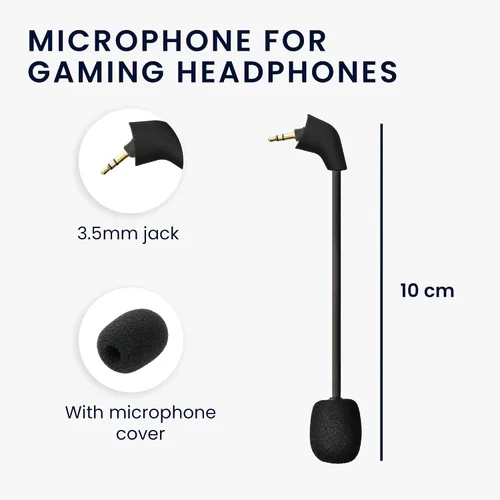 Vista 3 de kwmobile Micrófono compatible con Kingston HyperX CloudCloud XCloud 2 IICloudX Core - Micrófono de repuesto para auriculares para juegos - Negro