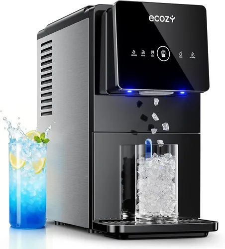 Vista 8 de ecozy Máquina de hielo portátil para encimera, 9 cubos listos en 6 minutos, 26 libras en 24 horas, máquina autolimpiante con bolsas de hielo/cuchara