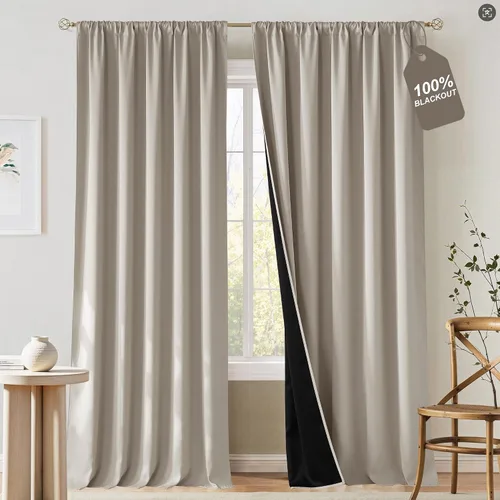Vista 8 de NICETOWN Biscotti - Cortinas de cocina beige de 36 pulgadas de largo, bolsillo para barra, 100% opacas, casuales y relajantes, tratamientos