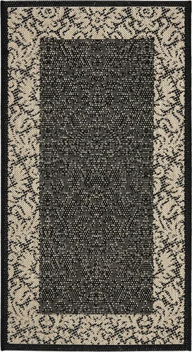 Vista 2 de SAFAVIEH Courtyard Collection - Alfombra decorativa de 2 x 3 pies 7 pulgadas, color negro y arena, no desprende pelusa y de fácil cuidado