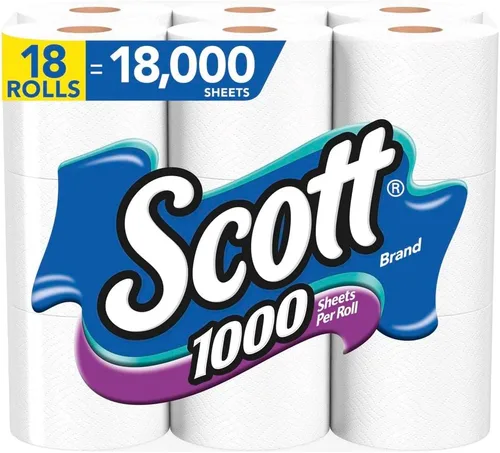 Vista 14 de Scott 1000 papel higiénico, 8 rollos, apto para tanque séptico, papel higiénico de 1 capa