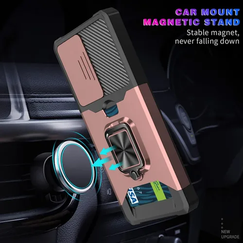 Vista 3 de Funda para iPhone 14 Pro con protector de pantalla, soporte para tarjetas, soporte para soporte, resistente, delgada, a prueba de golpes, híbrida