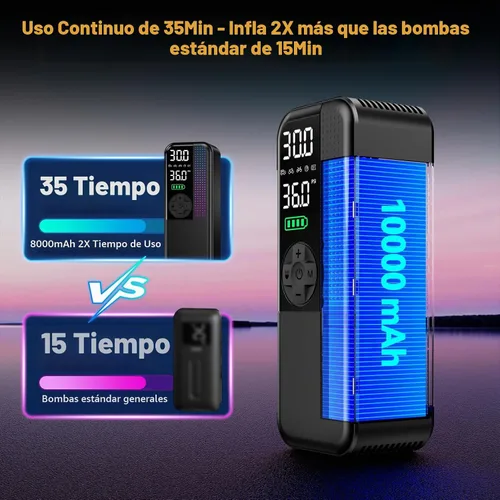 Vista 5 de WEOLULI Arrancador de batería de coche con compresor de aire 2000A 150PSI Negro