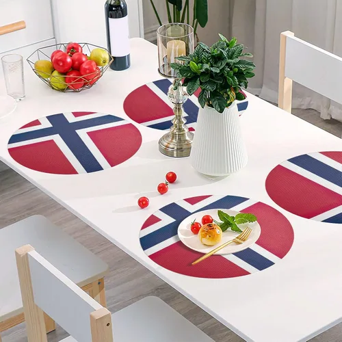 Vista 9 de Aruba Flag Round Table Placemats 15 Inch, Seasonal Table Mats Modern Place Mats for Dining, Kitchen, Parties, Camping