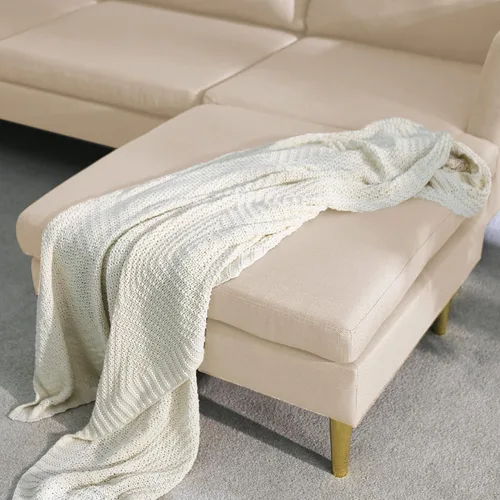 Vista 4 de Sofá modular en forma de U, moderno juego de sofá modular convertible de 4 asientos con diván reversible, otomana y almohadas para sala de estar