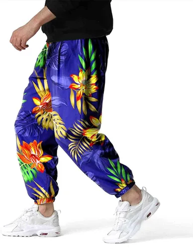 Vista 5 de MYNKYLL Pantalones de primavera y verano para hombre casuales versátiles pintados sueltos talla grande a la moda bolsillo para la playa ajuste