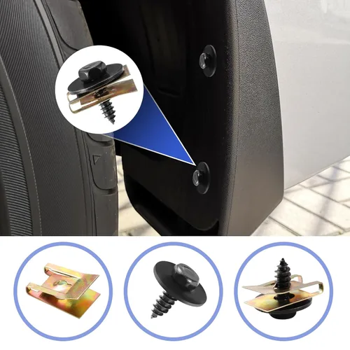 Vista 4 de 100 piezas de tornillos y pernos para auto, tornillos para bandeja inferior, tornillos para guardabarros de carrocería, clips para auto, remaches