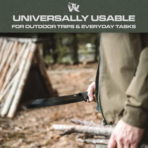 Vista 7 de ODENWOLF W Machete – Machete de supervivencia de espiga completa con funda – Cuchillo machete fuerte de acero D2 para cortar árboles, para trabajo