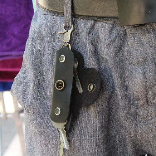 Vista 6 de Handmade Thick Cowhide Hook Small Key Bag Keycases key organizer Vintage
