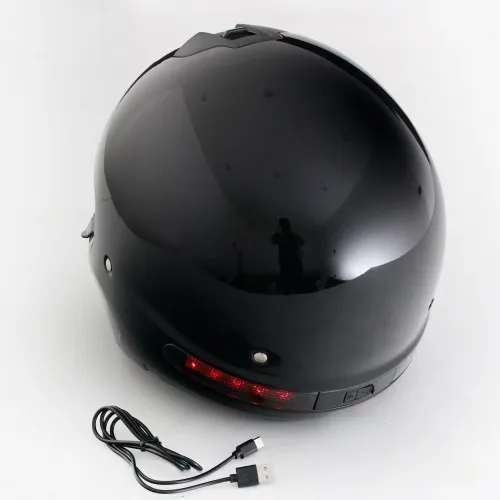 Vista 6 de Casco de cara abierta de cara completa, cascos modulares de motocicleta con luz LED para adultos, unisex, para adultos, scooter, bicicleta de calle