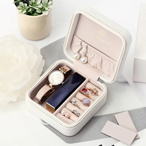 Vista 5 de Caja de joyas portátil, pequeña, para viaje, de Vlando