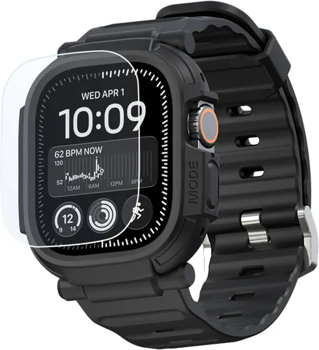Vista 17 de elkson Funda con Correa para Apple Watch Ultra de 49mm 3/2/1 con Protector de Pantalla de Vidrio Templado, Serie Quattro Pro Resistente para Correa