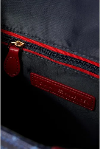 Vista 4 de Tommy Hilfiger Kennedy II - Mochila con solapa para mujer con monograma cuadrado recubierto, Tommy Azul MarinoCarbón Azul, Kennedy Ii - Mochila
