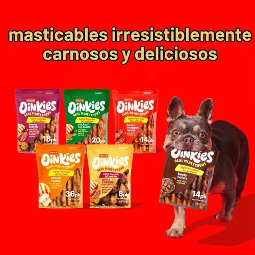 Vista 7 de Oinkies - Golosinas masticables duraderas para perros envueltas en pollo, 25