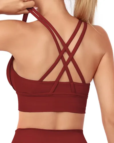 Vista 2 de Grace Form Strappy Sports Bra for Women Padded Push Up Sport Bra Athletic Running Workout Bra Yoga Bra