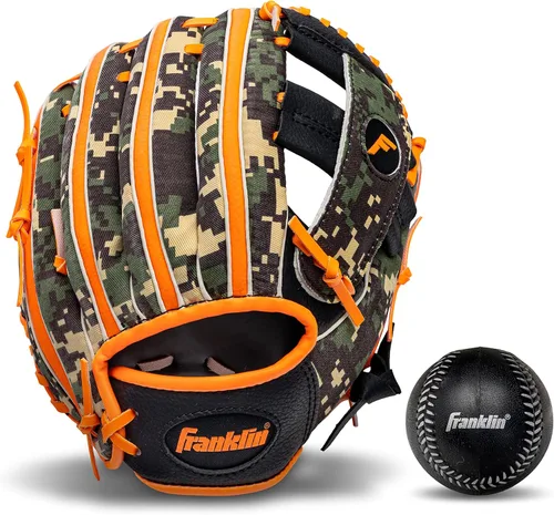 Vista 13 de Franklin Sports Juego de guantes de teeball + pelota para niños Negro
