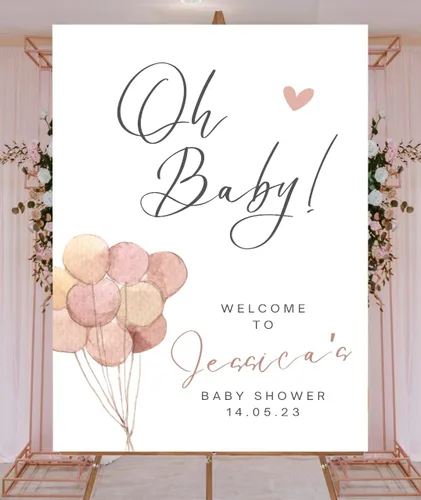 Vista 6 de Theme My Party Tablero de bienvenida personalizado para baby shower, tablero de bienvenida para baby shower, letrero de bienvenida personalizado