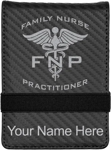 Vista 10 de Mini bloc de notas, FNP Family Nurse Practicer, grabado personalizado incluido (negro con dorado)