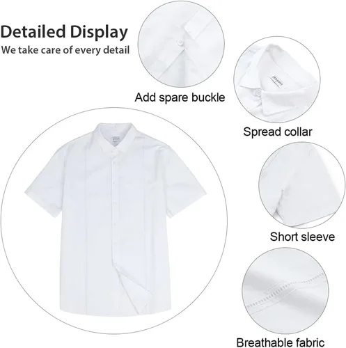 Vista 4 de Camisas de manga corta con botones de algodón y lino para hombre, estilo cubano, campamentos de guayabera