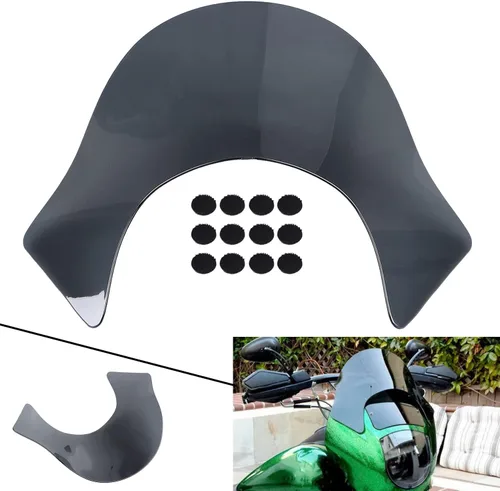 Vista 9 de Parabrisas de carenado de labio ahumado compatible con Harley Dyna Sportster Softail