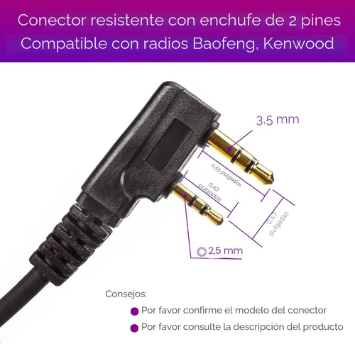 Vista 2 de Micrófono de altavoz para Baofeng Walkie Talkie, micrófono de hombro de 2 pines compatible con radios Baofeng BF-F8HP/F9