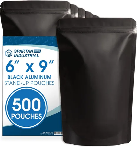 Vista 24 de Spartan Industrial Bolsas de Mylar de Pie de 3.5" X 5.5" Negro Mate - 100 Bolsas Pequeñas a Prueba de Olores con Apertura Termosellable y Cremallera