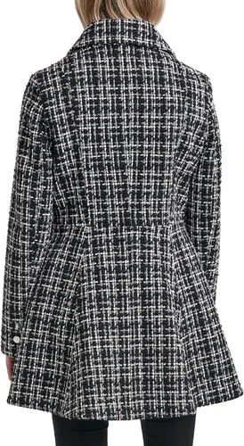 Vista 3 de LAUNDRY BY SHELLI SEGAL Chaqueta de tela a cuadros ajustada y acampanada para mujer