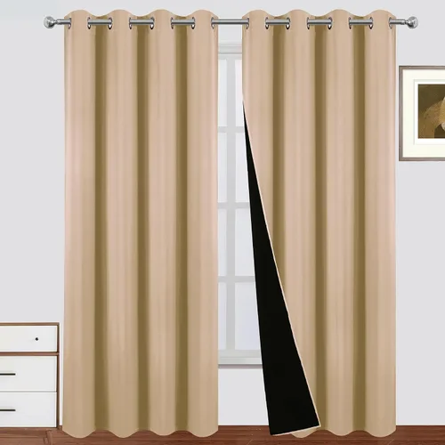 Vista 13 de LEMOMO Cortinas 100% opacas de 38 x 54 pulgadas, 2 paneles de oscurecimiento con aislamiento térmico para dormitorio