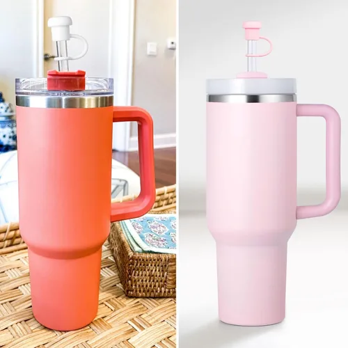 Vista 3 de Paquete de 6 fundas con popote para copa Stanley, tapas de popote de silicona para vasos Stanley de 40, 30, 20 onzas, tapas de popote para vaso