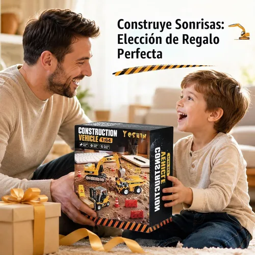 Vista 7 de YESHIN Vehículos de construcción a control remoto, 3 piezas de mini aleación de control remoto a escala 1:64 con caja de arena, camino programable