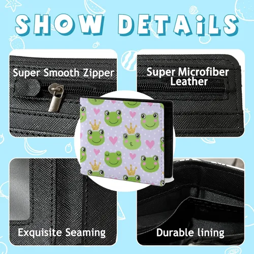 Vista 5 de MAZACUIR Bonita cartera de cuero para mujer y niña, doble pliegue, tarjeta de crédito, billetera cero, adecuada para carteras de hombres y mujeres
